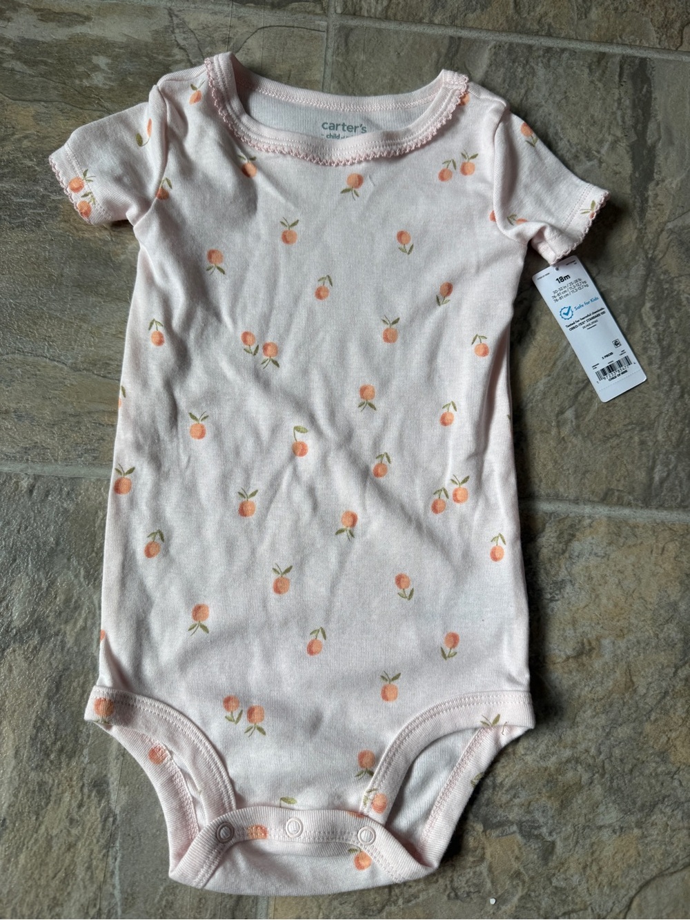 child of mine Pink Peach-Print Short Sleeve One-Piece
